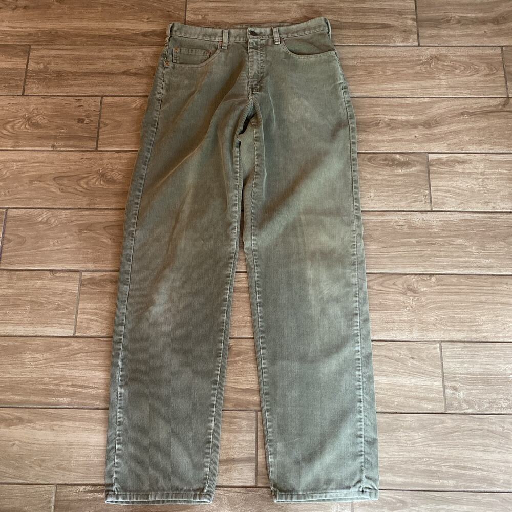 Vintage Levis 565 Wide Leg Green Corduroy Pants 32 x 36 Skater Skate Baggy